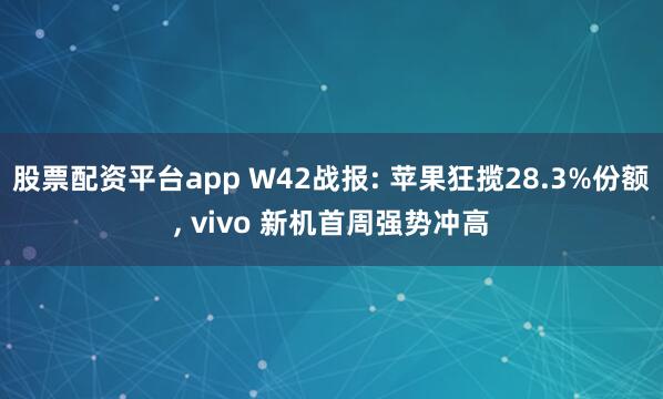 股票配资平台app W42战报: 苹果狂揽28.3%份额, vivo 新机首周强势冲高